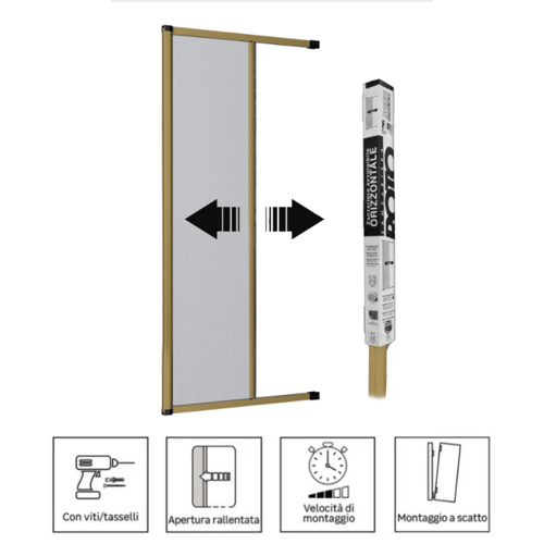 Zanzariere a rullo 150x250 cm con cassonetto da 42 mm apertura laterale  bronzo