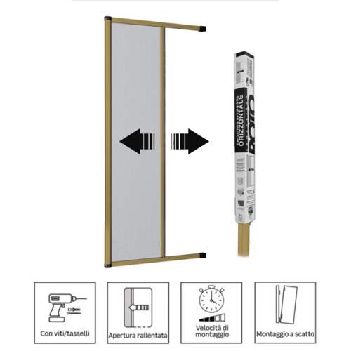 Zanzariera Laterale A Molla Con Freno In KIT DA TAGLIO Colore Bronzo. Misure 160 x 250 cm