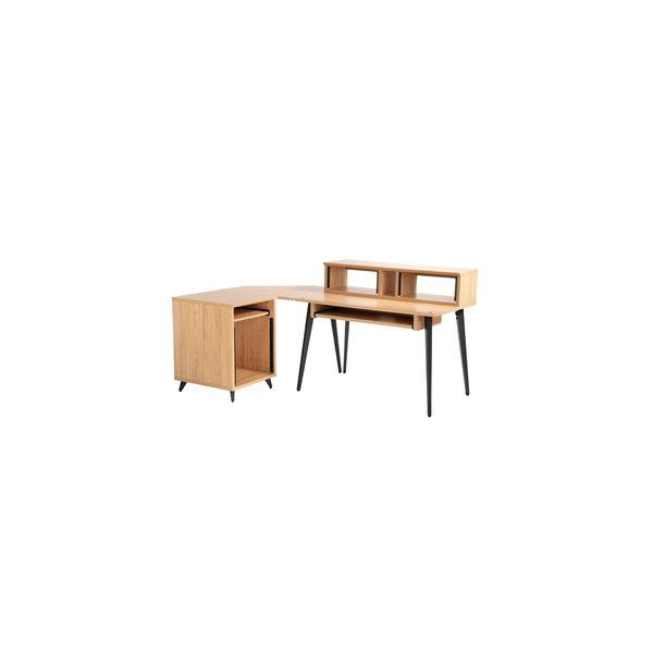 Gator Frameworks GFW-ELITEDESK-MPL Scrivania workstation Elite in acero naturale opaco per studi di registrazione e content creator<br>