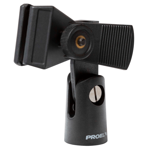 PROEL STAGE Supporto universale a pinza in ABS con vite bloccante per microfono (Ø min - max: 20 - 32 mm).
