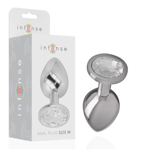 INTENSE ANAL TOYS INTENSE - PLUG ANALE IN METALLO ALLUMINIO CON CRISTALLO ARGENTO TAGLIA M