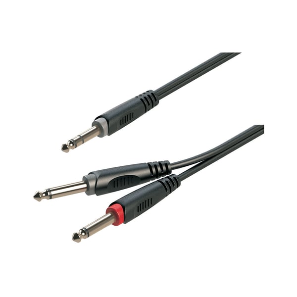 SOUNDSATION Cavo adattatore a Y 6.3mm Jack maschio STEREO - 2x6.3mm Jack maschio MONO / 1.5mt