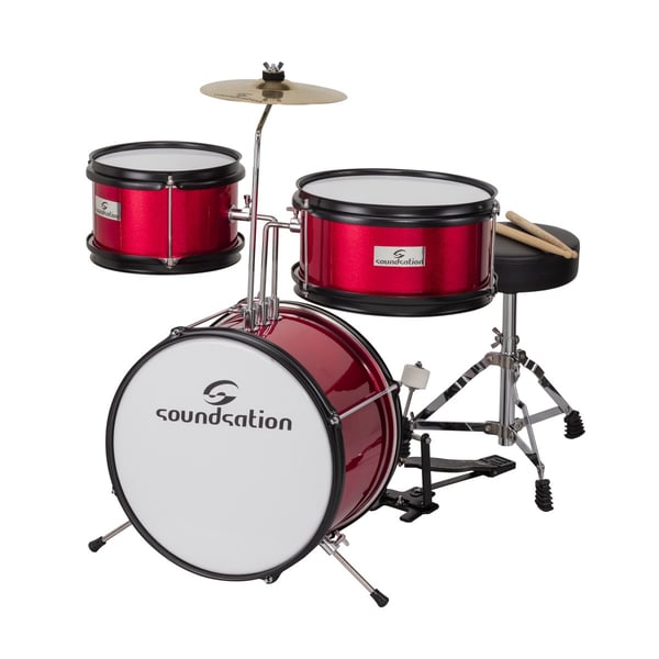 Batteria acustica per bambini da 3 fusti completa rosso Soundsation