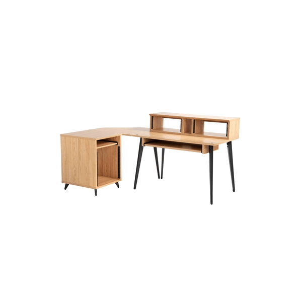 Gator Frameworks GFW-ELITEDESK-MPL Scrivania workstation Elite in acero naturale opaco per studi di registrazione e content creator<br>