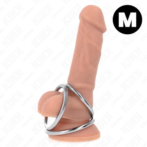 KINK RING POWER KINK - ANELLO PER PENE IN METALLO CROMATO TRIPLO DA 3,8 CM A 5 CM MODELLO 2