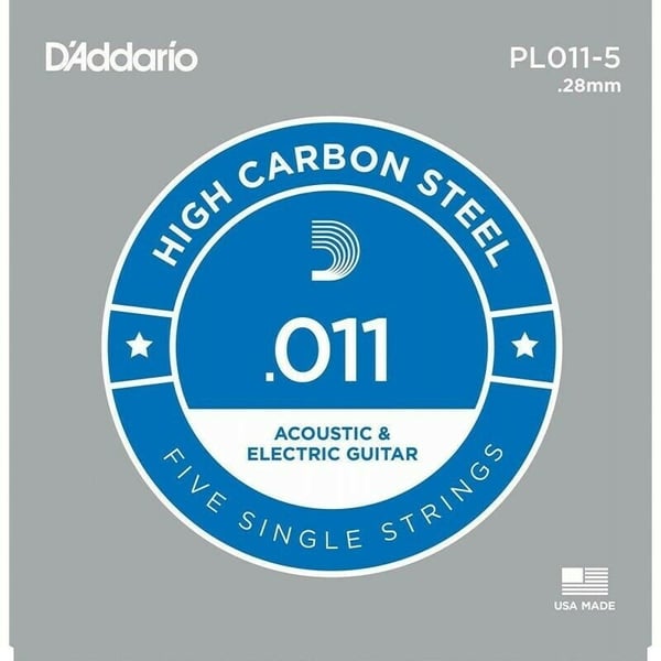 D'ADDARIO Plain Steel Guitar Single String, .011 -5 PACK