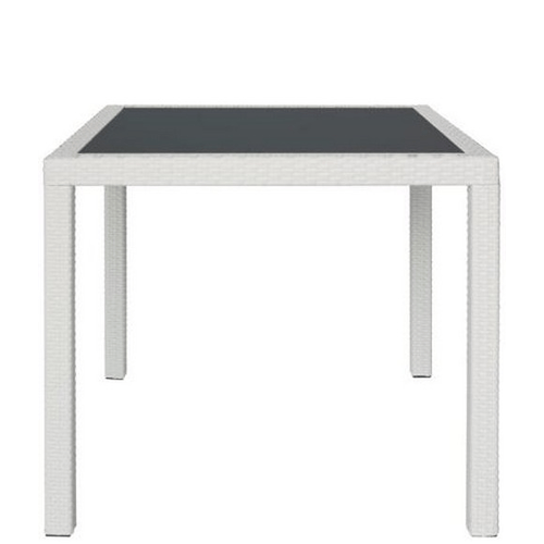 Tavolo per esterno in alluminio polietilene colore bianco vetro