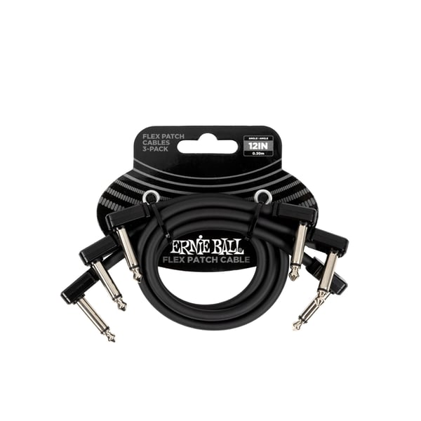 Ernie Ball 6445 Flex Patch Cable Black 30cm 3pk