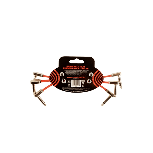 Ernie Ball 6402 Flat Ribbon Patch Cable Red 15,24cm 3-Pk