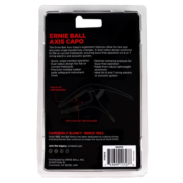 Ernie Ball Capo Axis Dual Radius 9616, bianco