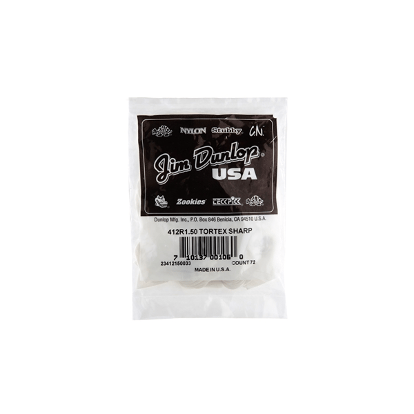 Dunlop 412R1.5 Tortex Sharp White 1.5mm Bag/72