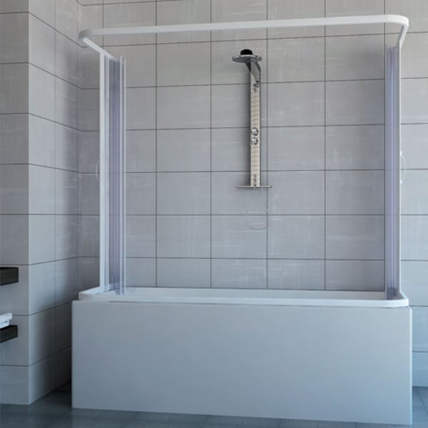 Mampara ducha tres lados extensible en PVC apertura central dos hojas - 70  x 90 x 70 cm, H 185 cm, Blanco : : Bricolaje y herramientas