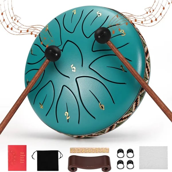 EXTREME TAMBURO ARMONICO 11 TONI STEEL TONGUE DRUM 6″ TANK DRUM 15,7CM COLORE BLU ELETTRICO