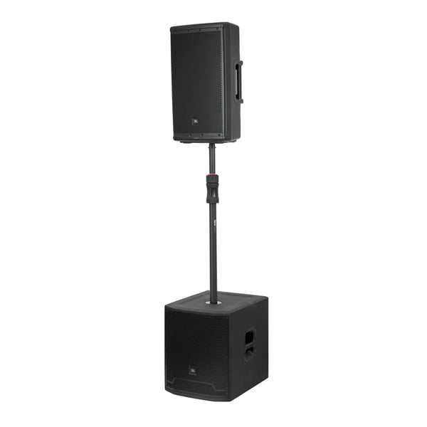 Gator Frameworks GFW-ID-SPKR-SPSET Coppia di pali per subwoofer regolabili con pistone di sollevamento<br>
