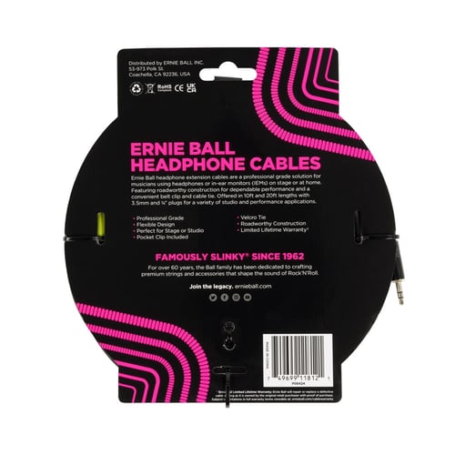 Ernie Ball 6424 Prolunga cuffie trs jack piccolo 3m