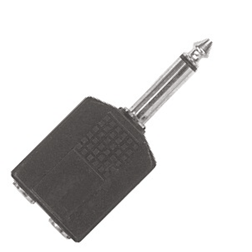 PROEL STAGE Adattatore in ABS: n. 2 prese jack mono Ø 6.3 mm. -> spina jack mono Ø 6.3 mm.