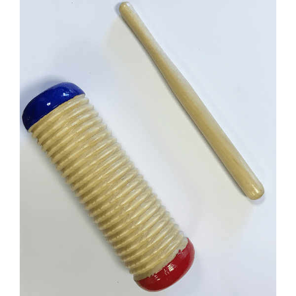 EXTREME G-01-COLOR STRUMENTO A PERCUSSIONE GUIRO SHAKER IN LEGNO COLORE NATURAL DUE COLORI ALLE ESTREMITA'