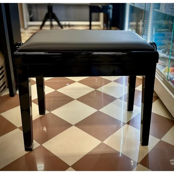 WEISBACH PIANO BENCH PANCA PER PIANOFORTE IN LEGNO FINITURA NERA LUCIDA CON SEDUTA IN PELLE