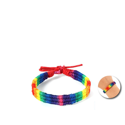 FIERTÉ - BRACELET TRESSÉ DRAPEAU ARC-EN-CIEL