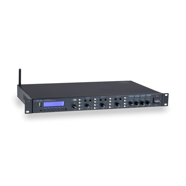 HELVIA Mixer-Amplificatore 4x60W 1U Rack a Matrice con 4-Ingressi e 4 Zone con Multi-Player