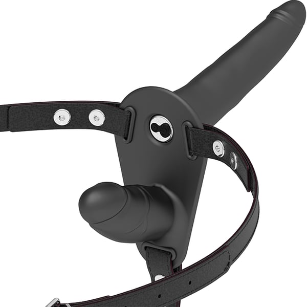 FETISH SUBMISSIVE HARNESS - DOBLE PENETRACIÓN VIBRADOR NEGRO