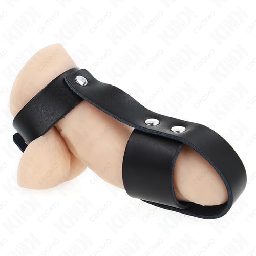 KINK RING POWER KINK - ANELLO PER GABBIA PER PENE IN PELLE CON DIVISORE PER PALLINE REGOLABILE