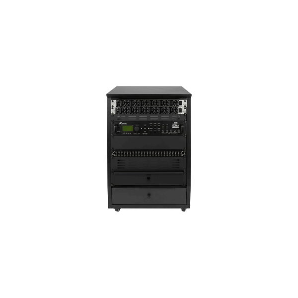 Gator Frameworks GFW-ELITESTUDIORK12-BLK Rack da studio inclinato 12 unità con finitura nera standard<br>