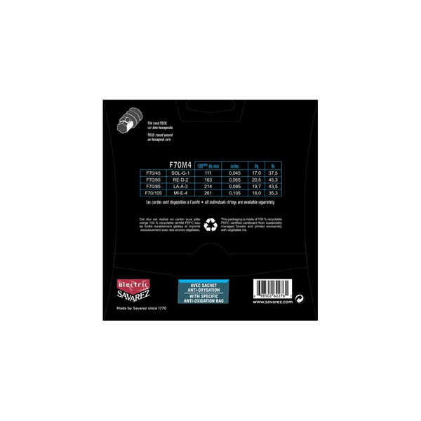 Savarez F70M4 Corde Focus per Basso Elettrico 45-105, Set/4