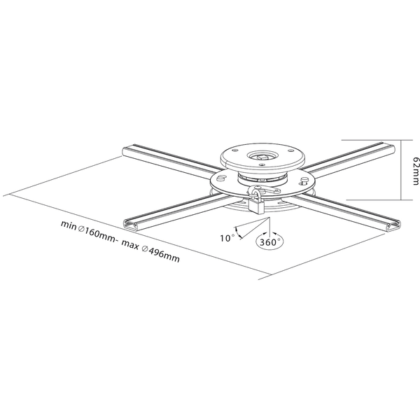 PROEL STAGE Supporto in alluminio da soffitto per proiettori fino a 20 kg di peso con sistema antifurto (lucchetto non incluso).