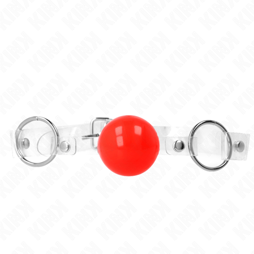 KINK COLLAR & GAG KINK - PALLA IN PVC TRASPARENTE ROSSA BAVAGLIO 4 CM REGOLABILE