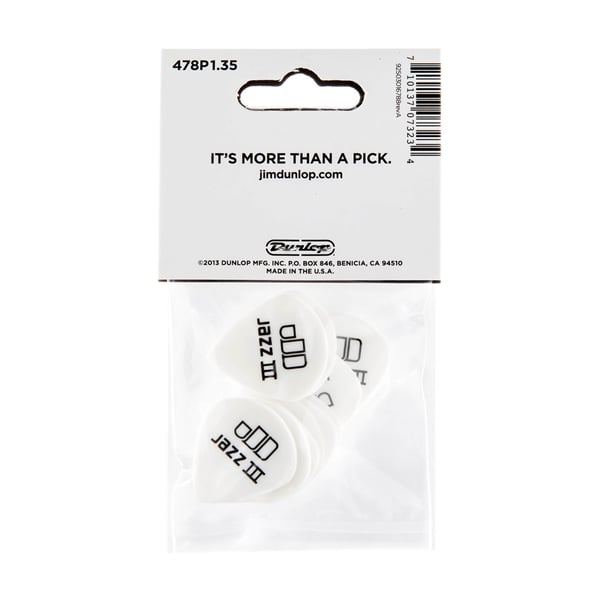 Dunlop 478P1.35 TORTEX WHITE JAZZ III, 135MM