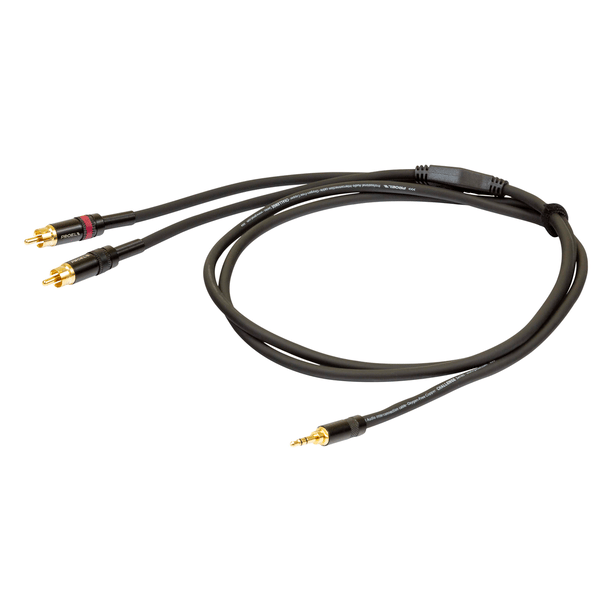 PROEL STAGE Cavo audio professionale 'Y' con connessioni spina jack Stereo 3.5mm YongSheng - 2 x RCA Maschio YongSheng. Colore disponibile: BK