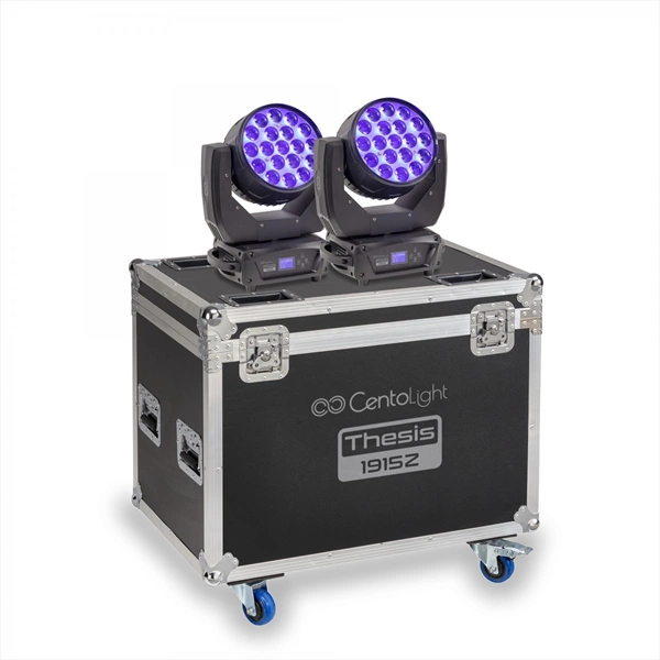 Set 2 Testa Mobile a LED con zoom CENTOLIGHT Thesis 1915 Z 19 x 15W con case. Modello THESIS 1915Z-SET
