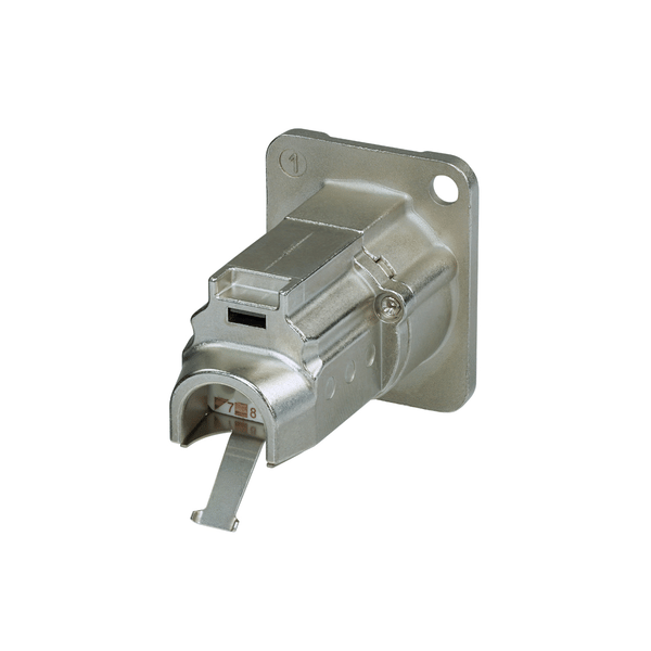 PROEL STAGE Connettore etherCON CAT6A da pannello con flangia tipo D con sistema di connessione a crimpare conforme alla norme ISO/IEC 11801 e TIA/EIA 568-C.2.