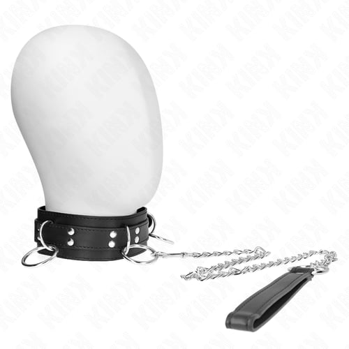 KINK COLLAR & GAG KINK - COLLANA SCHIAVITÙ 3 ANELLI CON CINTURINO 80 CM 53 X 5 CM