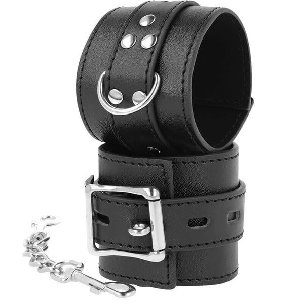 DARKNESS™- BLACK LEATHER HANDCUFFS