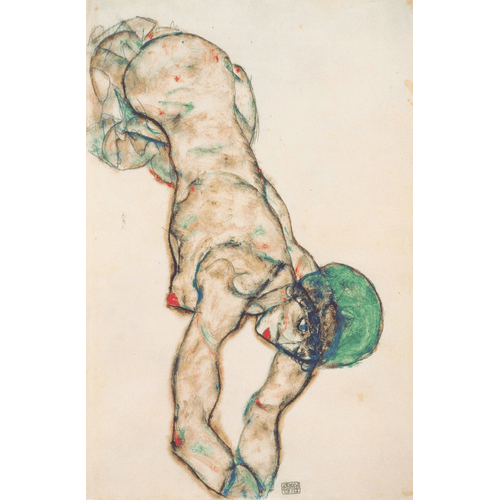 Egon Schiele Nudo femminile con cappuccio verde