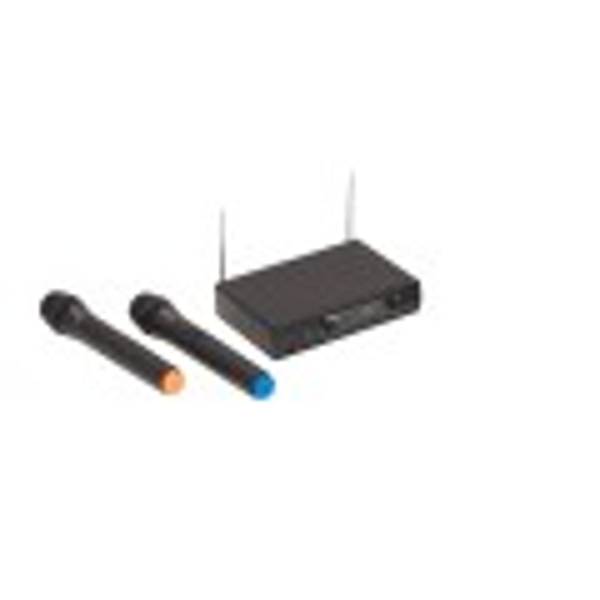 SOUNDSATION Radiomicrofono VHF Doppio Plug and Play con 2 Mic. Palmari (213.0 MHz - 215.5 MHz)
