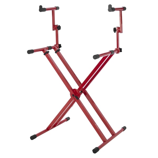 Gator Frameworks GFW-KEY-5100XRED Supporto per tastiera a doppio livello con struttura a "X" in colore rosso<br>
