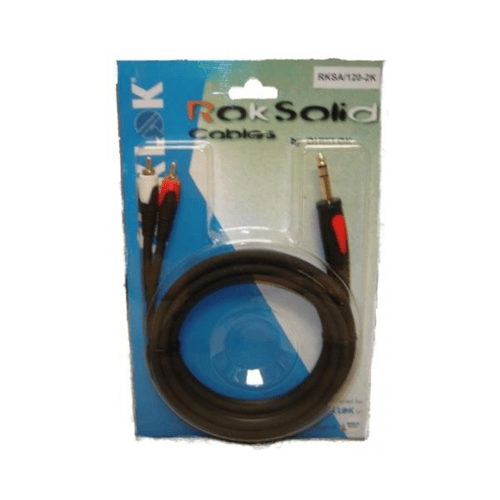 QUIK-LOK QUIKLOK RokSolid RKSA 120 2MT CAVO AUDIO DI SEGNALE 1 JACK STEREO - 2 RCA MASCHI