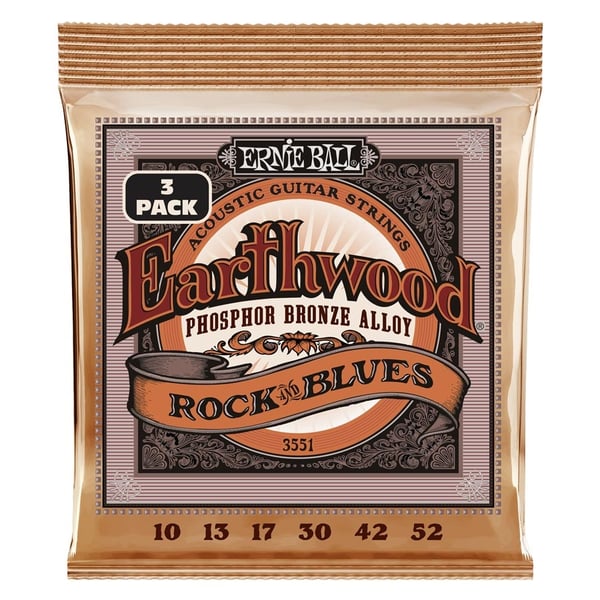 Ernie Ball 3551 Erthwd RandB wPlain G 3 Pk 10 52