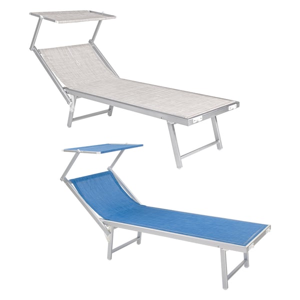 LETTINO SPIAGGIA CON PARASOLE 'MATTINATA' telo ecru"