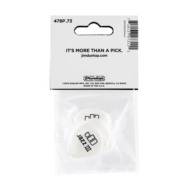 Dunlop 478P.073 TORTEX WHITE JAZZ III, .73MM