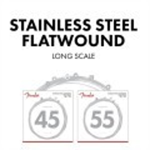 FENDER Set di Corde Stainless 9050's Bass in Acciaio Inossidabile Flatwound 9050L Scalature .045-.100. Modello 0739050403