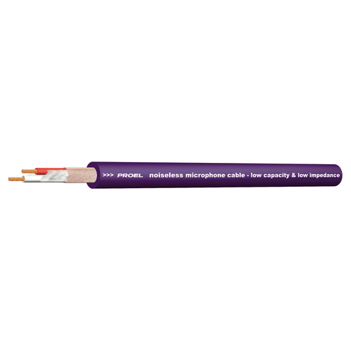 PROEL STAGE Cavo bilanciato professionale per microfono con guaina esterna flessibile - O.F.C. (Oxygen Free Copper - Sezione 2 x 0,22 mm2). Colore viola.
