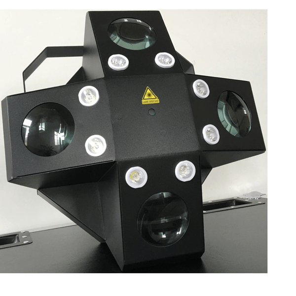 EXTREME X-TRIFEX SPIDER BUNDLE EFFETTO 3 IN 1 + CASE / 8 LED 1W BIANCO STROBO + 20X3W SPIDERAY FLOWER 4 RGBWA X 3W + LASER RG ROSSO/VERDE 100/50MW