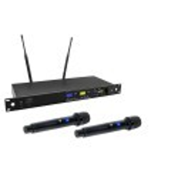HELVIA Verba -201 Sistema wireless UHF True Diversity con Autoscan - 2 mic a mano A1 (516-558 MHz)