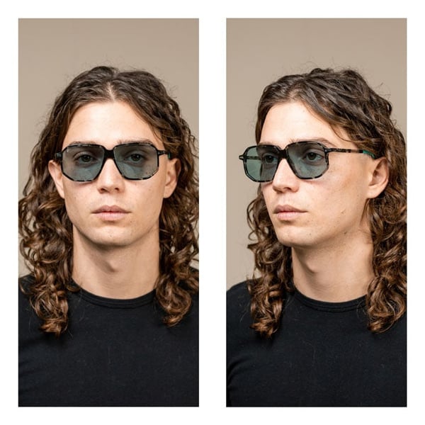 Kyme Eyewear Sebastien: oversized ultralite acetate aviator sunglasses. Color Tobacco/milky nude, Material Acetate cellulose, Size XL