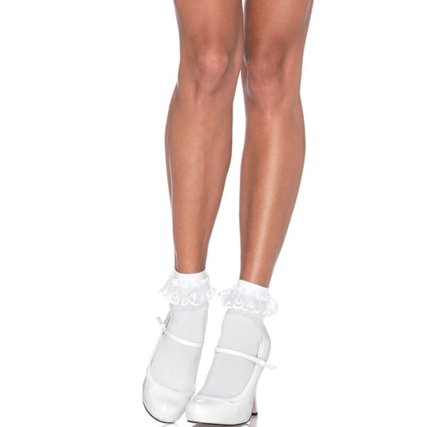 LEG AVENUE - CHAUSSETTES À VOLANTS EN DENTELLE BLANCHES