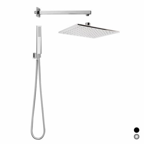 POIQIHY soffione doccia a luce LED nero 40*80cm miscelatore doccia ad alto  flusso soffione